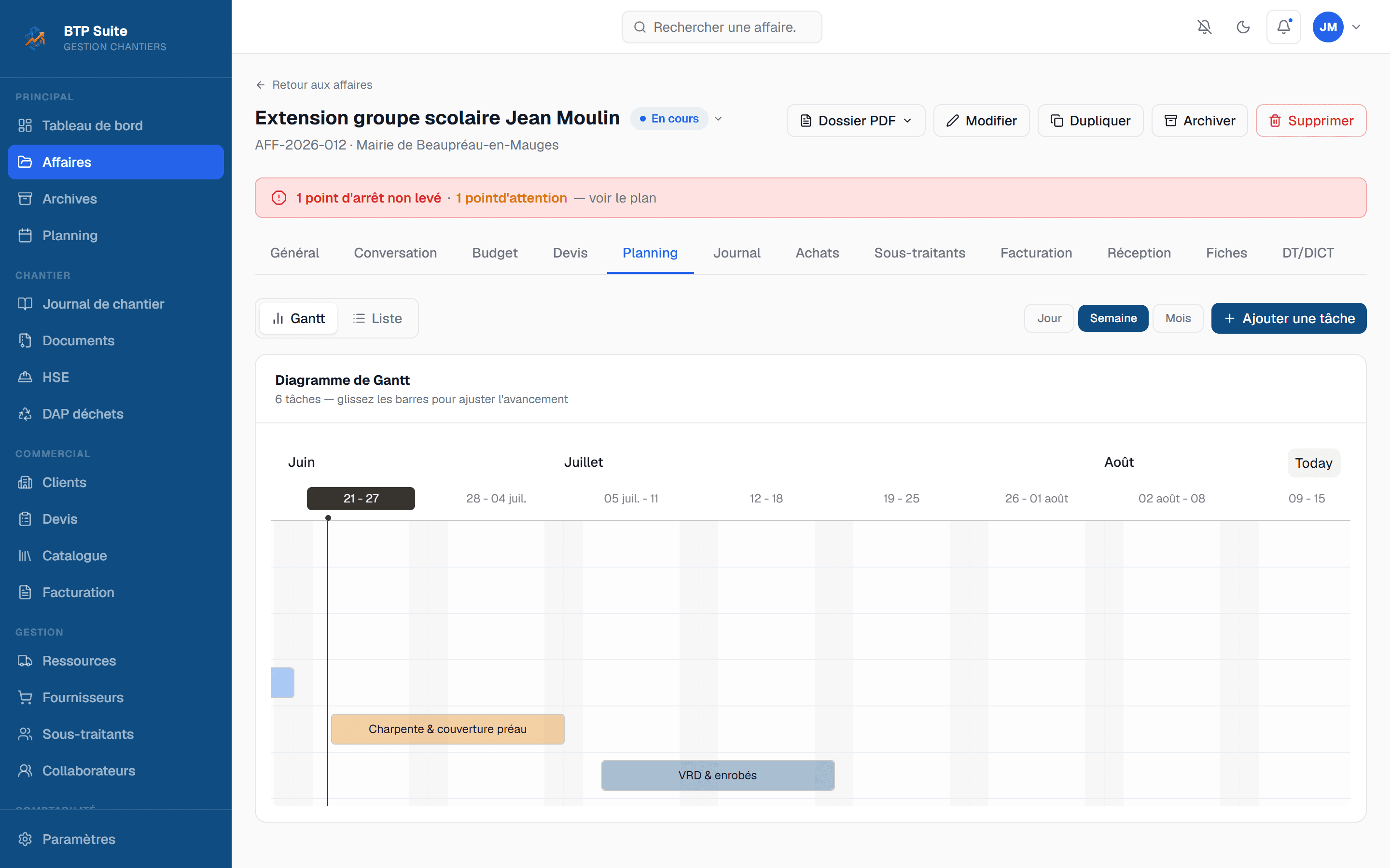 Planning de Gantt